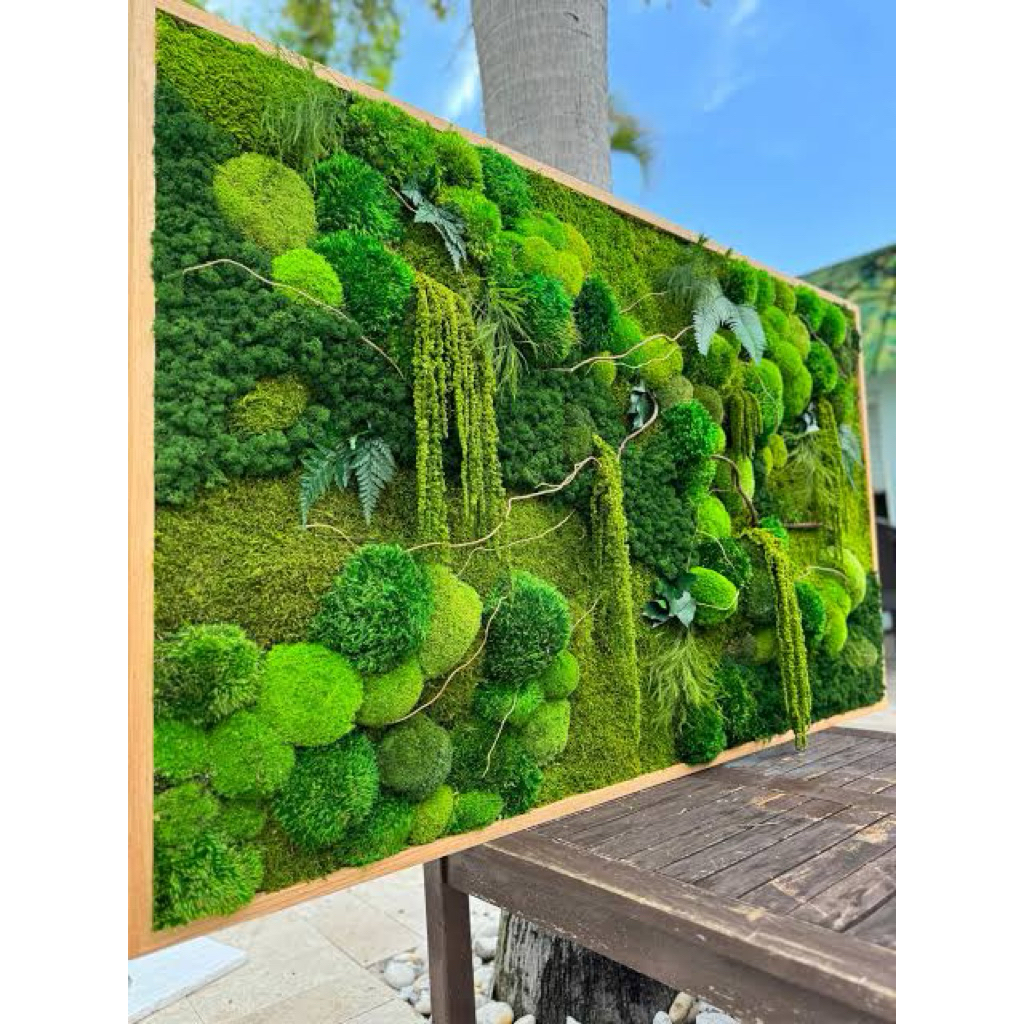 custom moss wall sintetis - moss wall artificial - moss berbahan sintetis - lumut sintetis