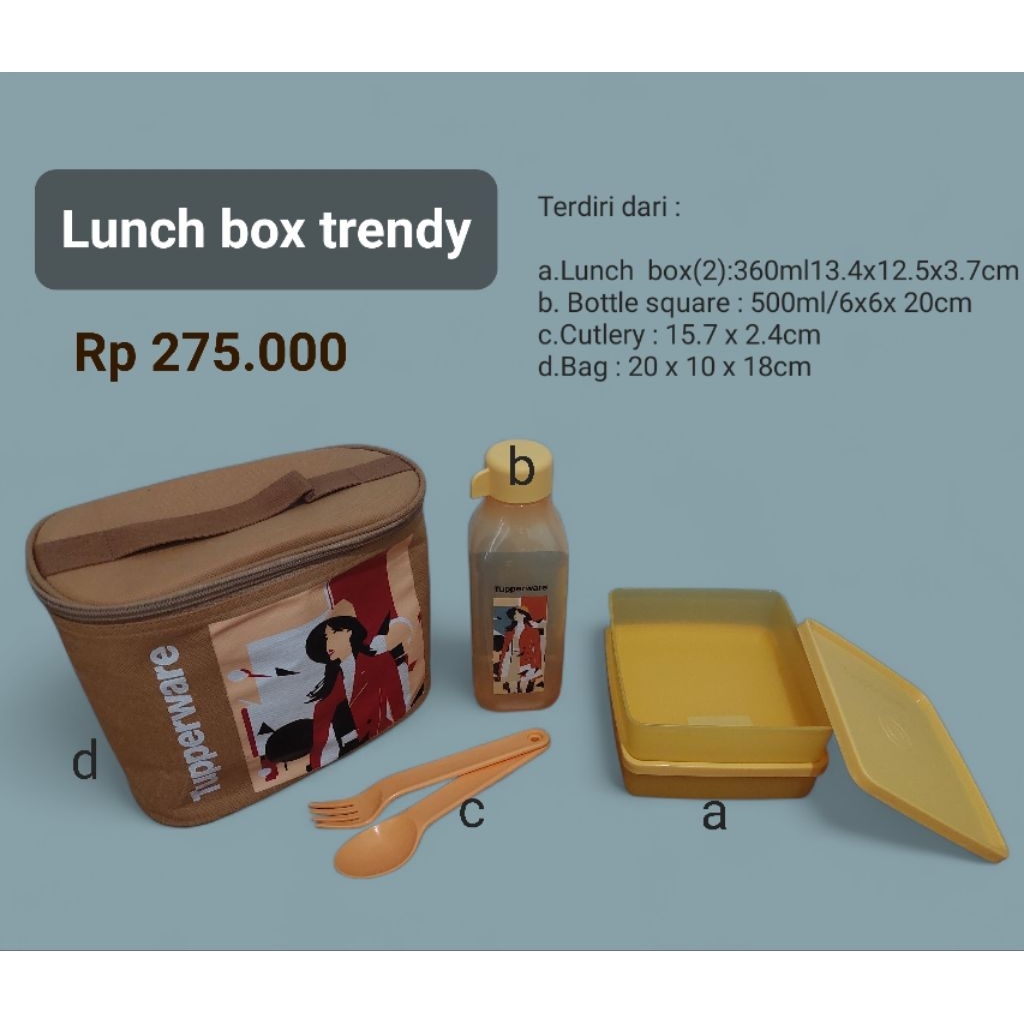 Stylist lunch set with square away/wadah bekal tupperware