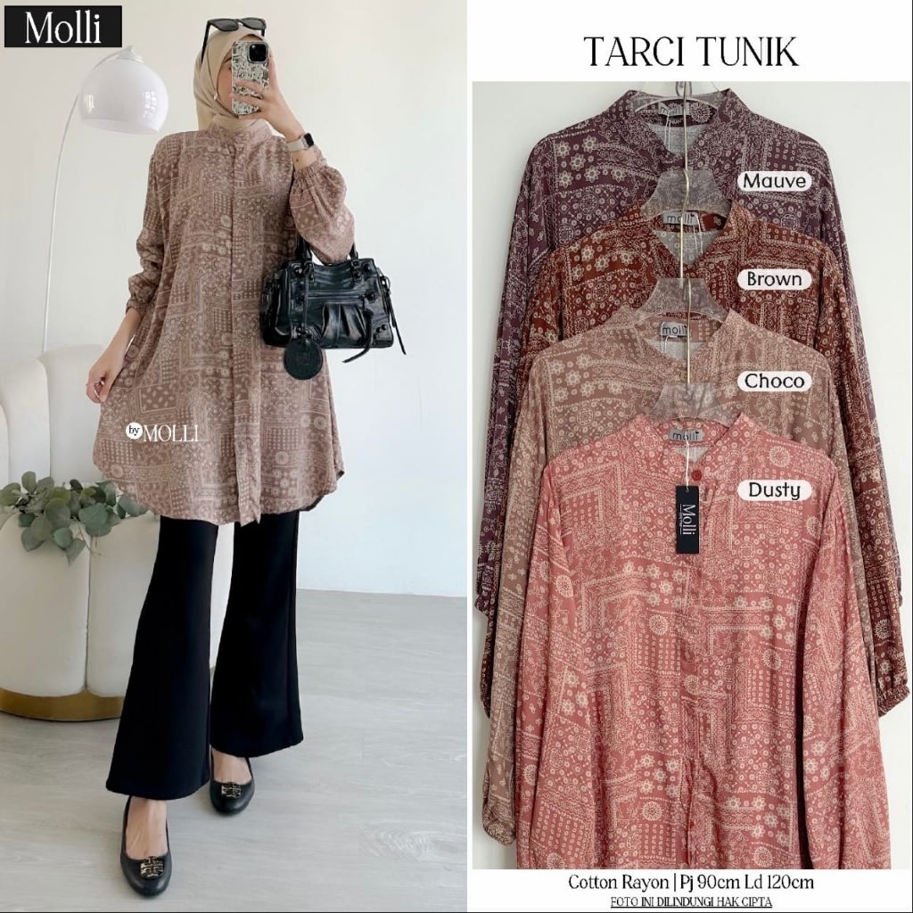 MOCA Tarci Ulena Tunik Motif Moca MCA Meong Solo