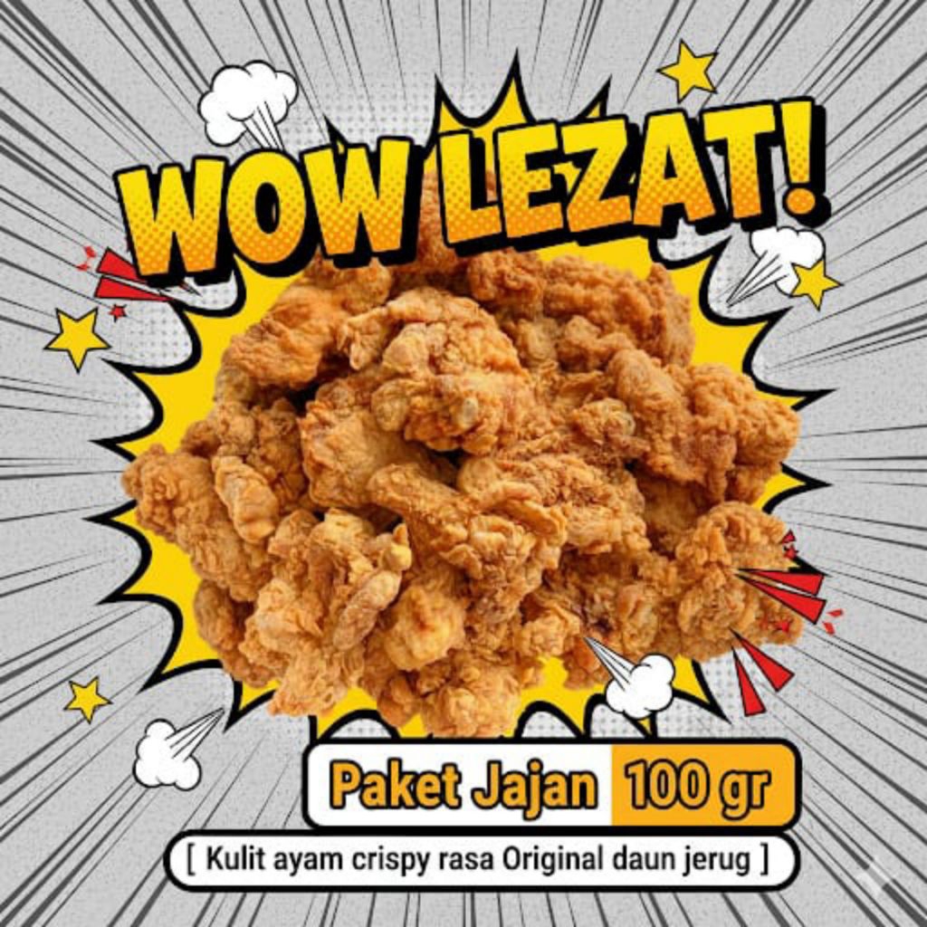 

Paket Jajan → 100 gr { Kulit ayam crispy rasa Original daun jeruk }