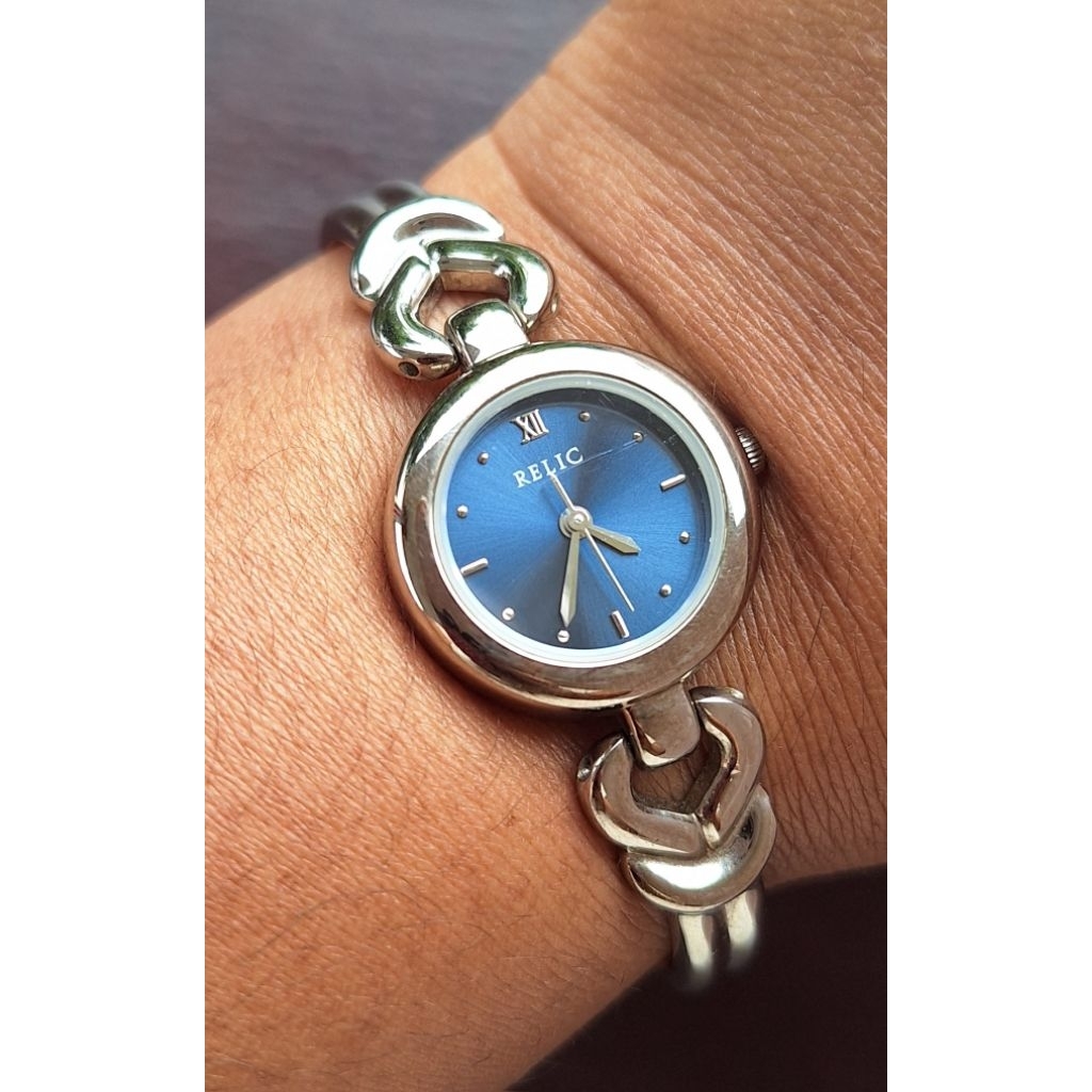 Sale Relic by foss Jam Tangan Wanita Prelove Original Gelang Silver Biru