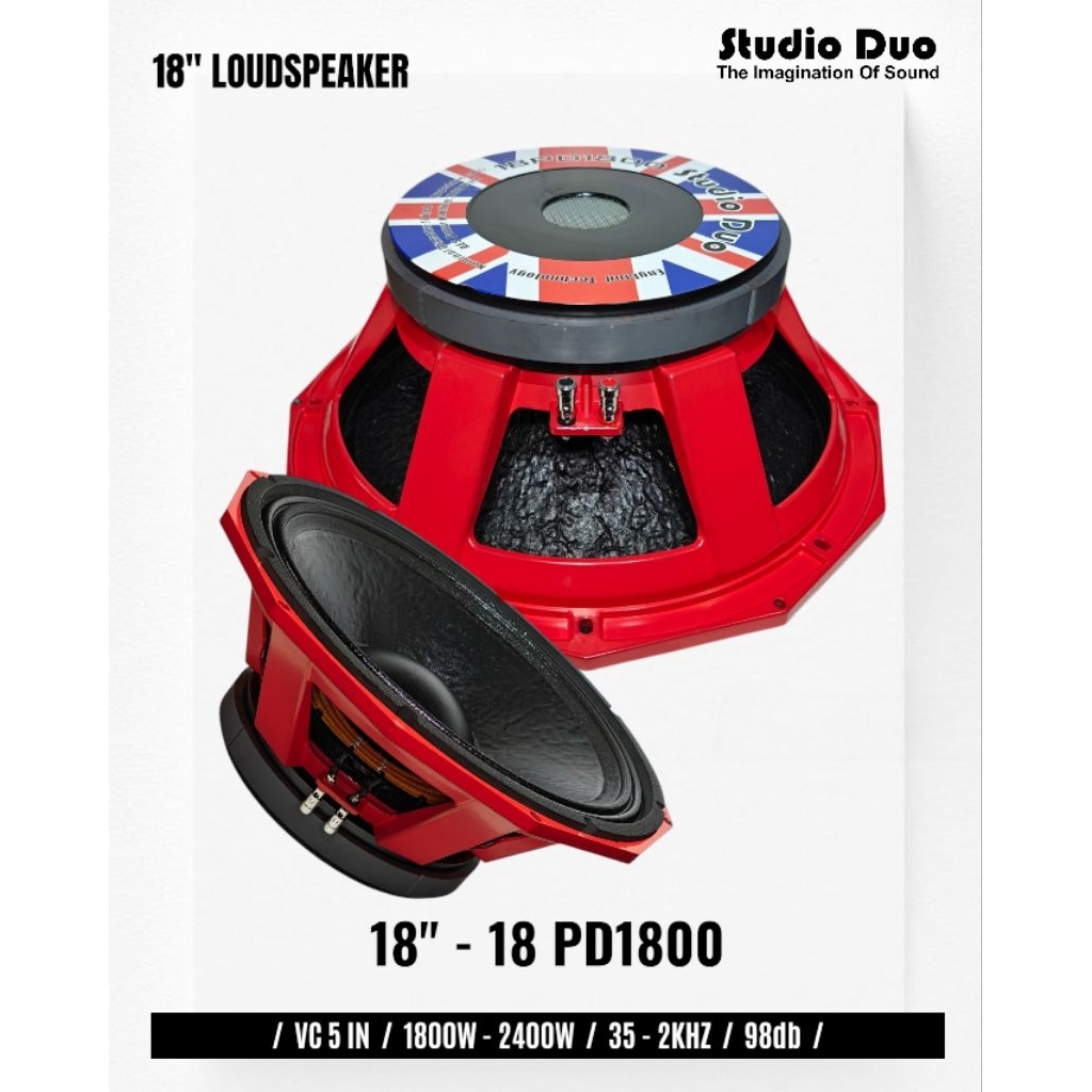 Komponen Speaker / 18 Inch / Studio Duo 18PD1800 / VC 5 IN / STD 18 PD 1800 18 PD1800 18PD 1800 Engl