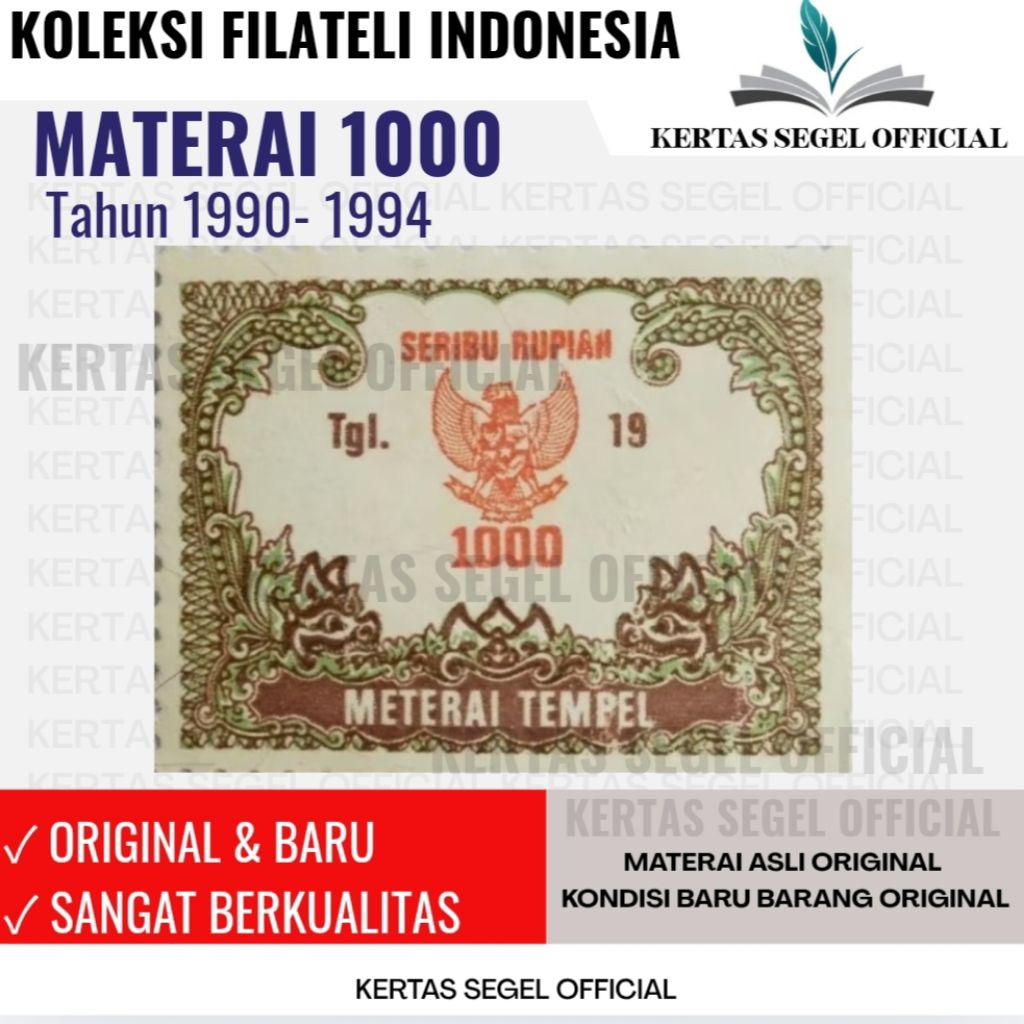 MATERAI 1000 RUPIAH TAHUN 1990 1991 1992 1993 1994 ORIGINAL