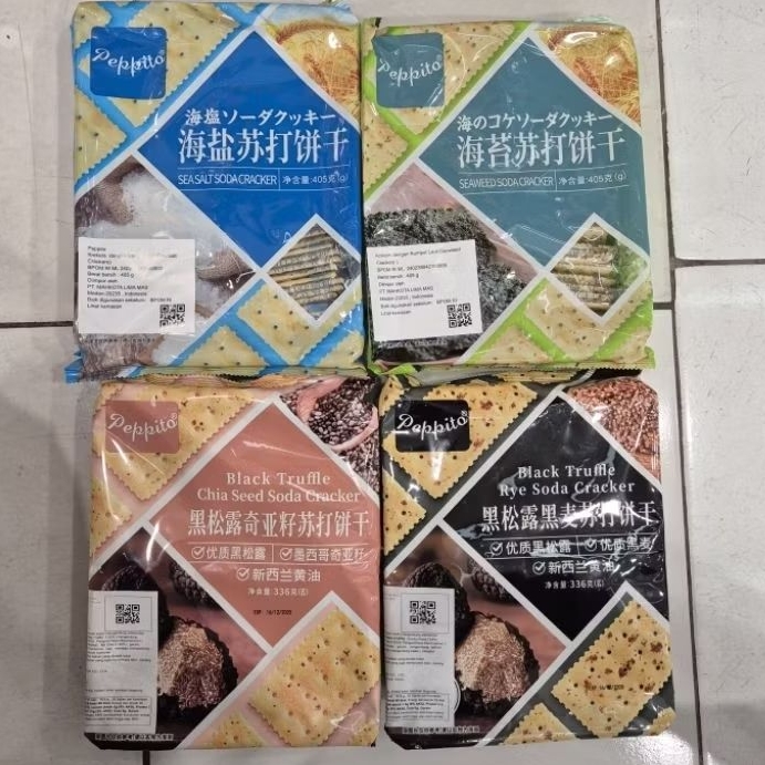 Peppito biskuit soda crackers rasa SEASALT / SEAWEED / RYE SODA / CHIA SEED