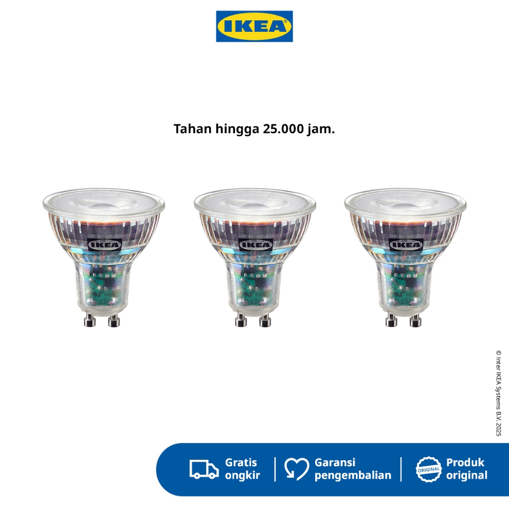 IKEA SOLHETTA Bohlam LED GU10 230 Lumen 2700K Isi 3 pcs