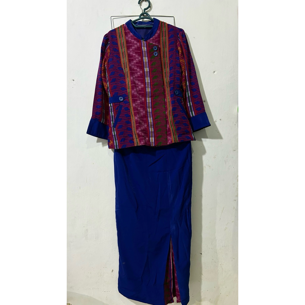 Preloved Setelan Atasan Blouse Kemeja Batik Kerja Wanita Lengan Panjang Seragam Kantor