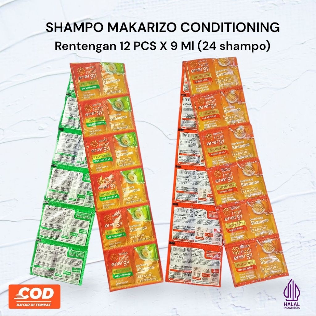 Shampo makarizo renteng 12 baris 24 shampo 9ml / Makarizo shampo sachet/ shampo makarizo medan