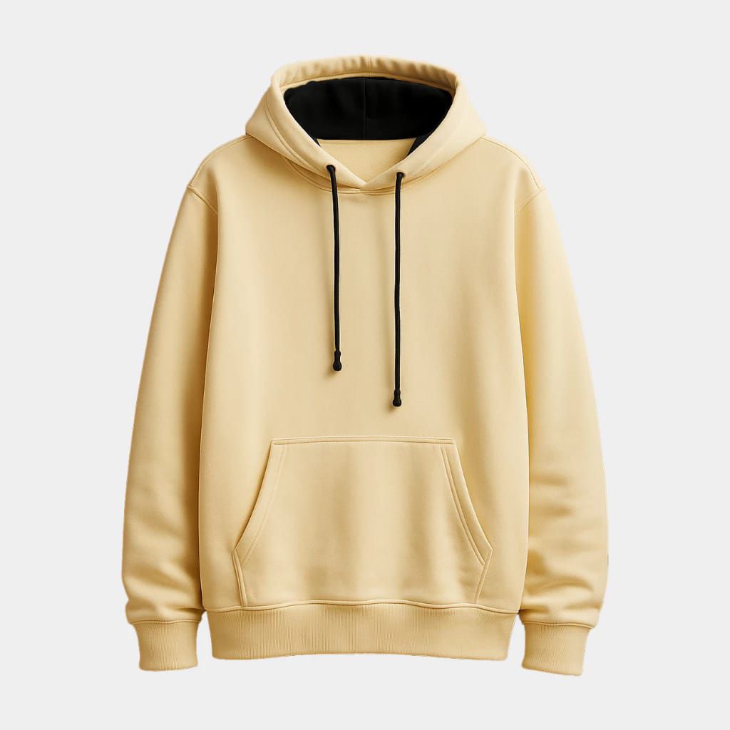 HOODIE POLOS PRIA WANITA UNISEX FLECEE TEBAL CREAM