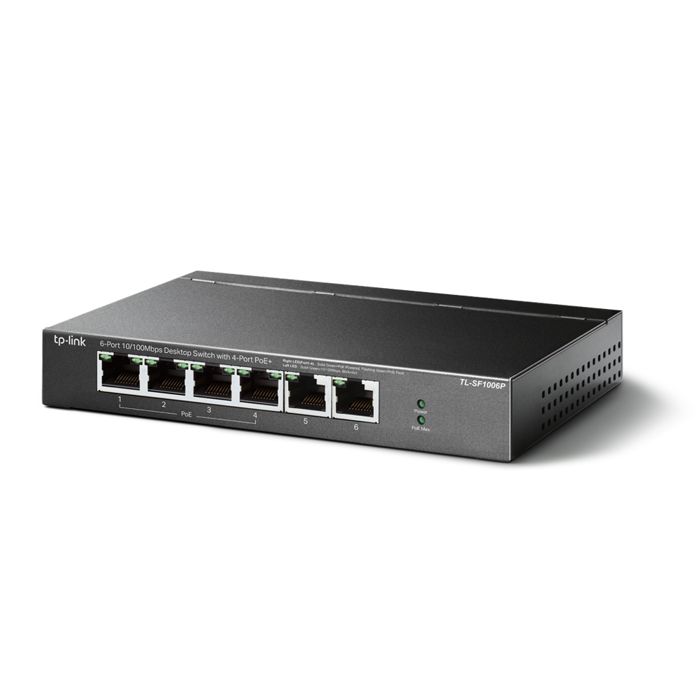 TP-Link TL-SF1006P | 6 Port Fast Ethernet Switch Hub | 4 Port PoE+ 67W | Desktop Plug & Play