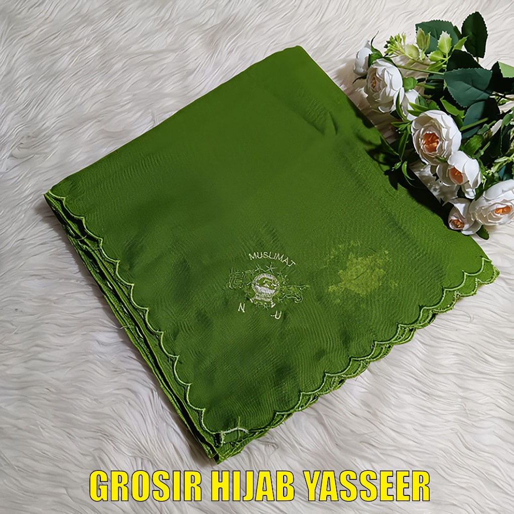 KERUDUNG MUSLIMAT NU/JILBAB SEGIEMPAT MUSLIMAT NU 7 BORDIR LOGO / Hijab Bordir