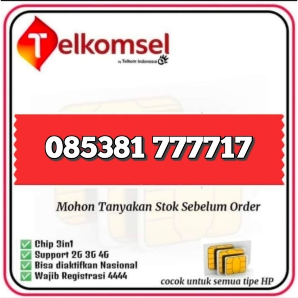 Nomor Cantik Telkomsel Kwartet 777717