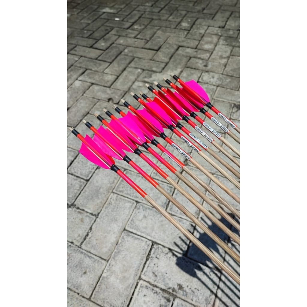 Arrow 7mm Bambu Petung Rendam Selfnock Wrapping Vanes Kalkun