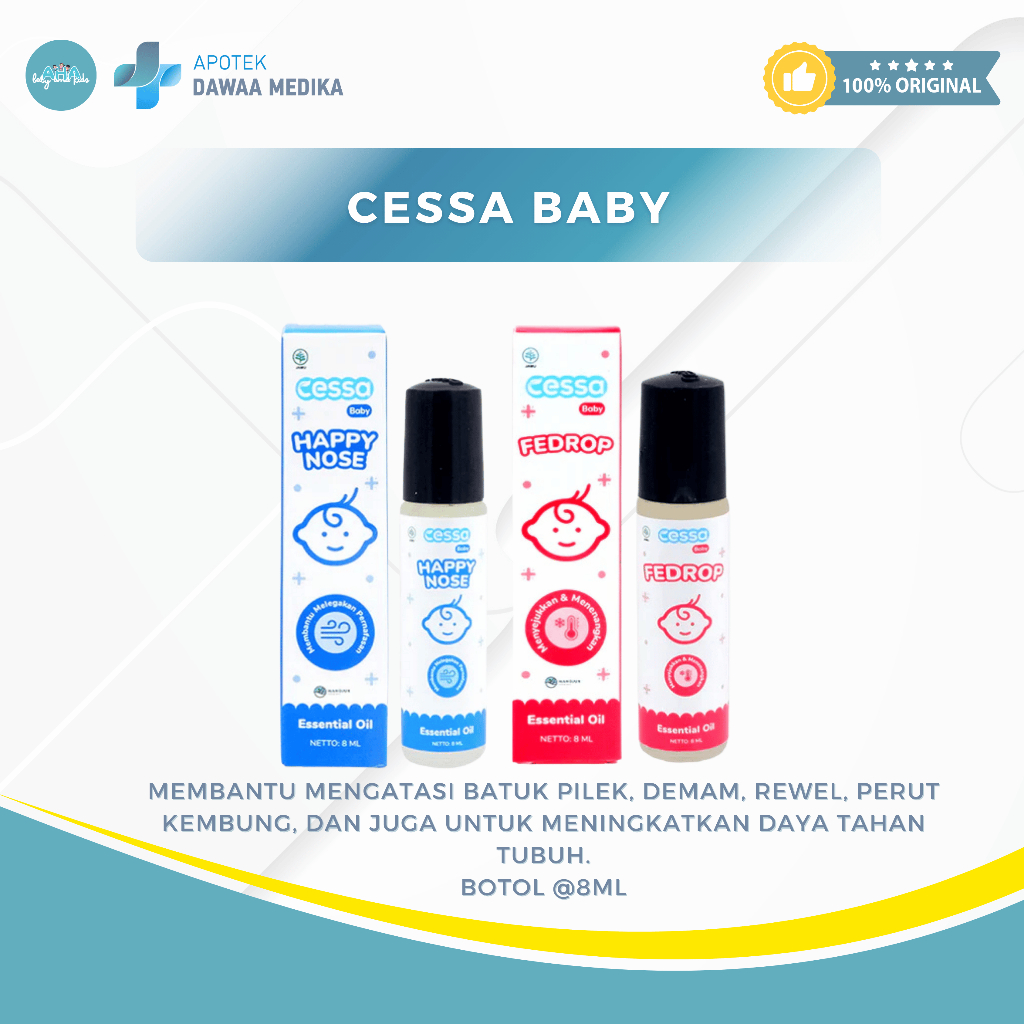 Cessa Baby C&F Essensial Oil 8ml. Cessa Fedrop Essensial Oil 8 ml. Untuk bayi usia 0 - 2 tahun