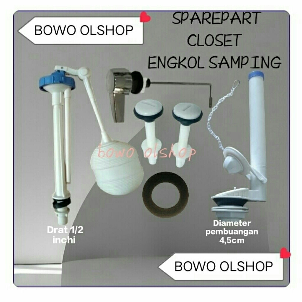 Sparepart closet duduk model toto engkol samping Alat dalaman tabung closet duduk handle samping