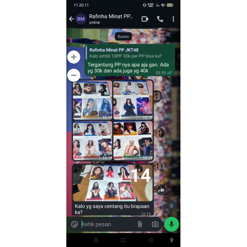 Pesanan Rafinha (10 PP JKT48), 6 Ayana ; 3 Yupi ; 1 Frieska Signature.
