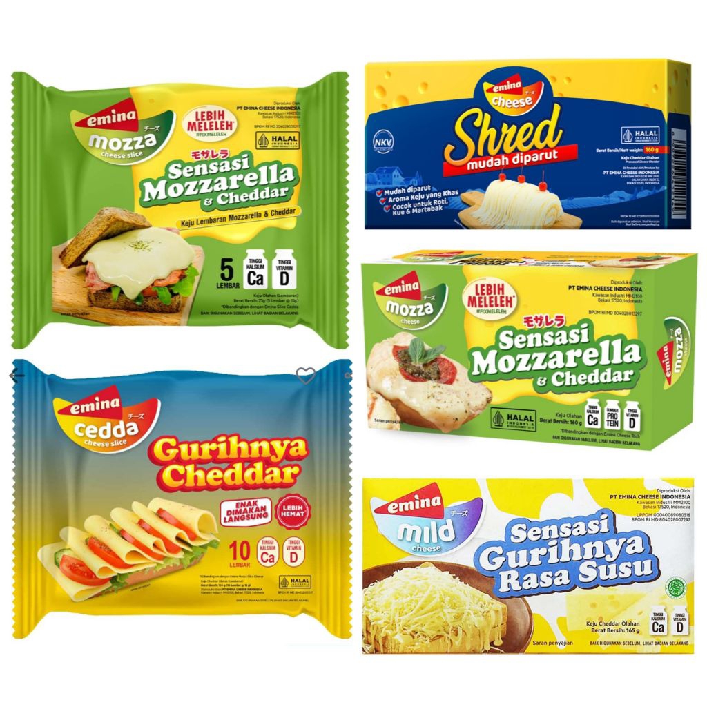 

Emina Mozza Cheese Slice Mild Cheedar mozarella shred keju susu