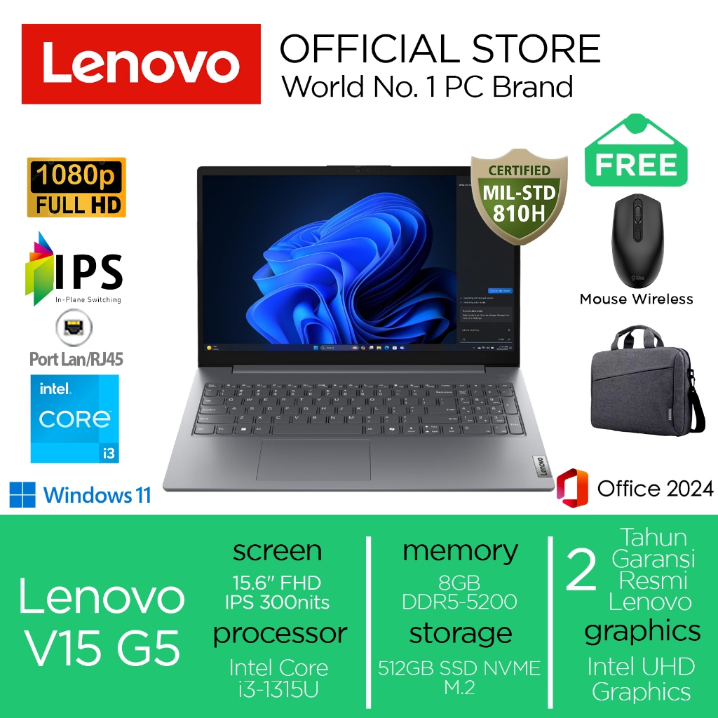 Lenovo V15 i3-1315U 512GB SSD 8GB IPS Win11+OHS