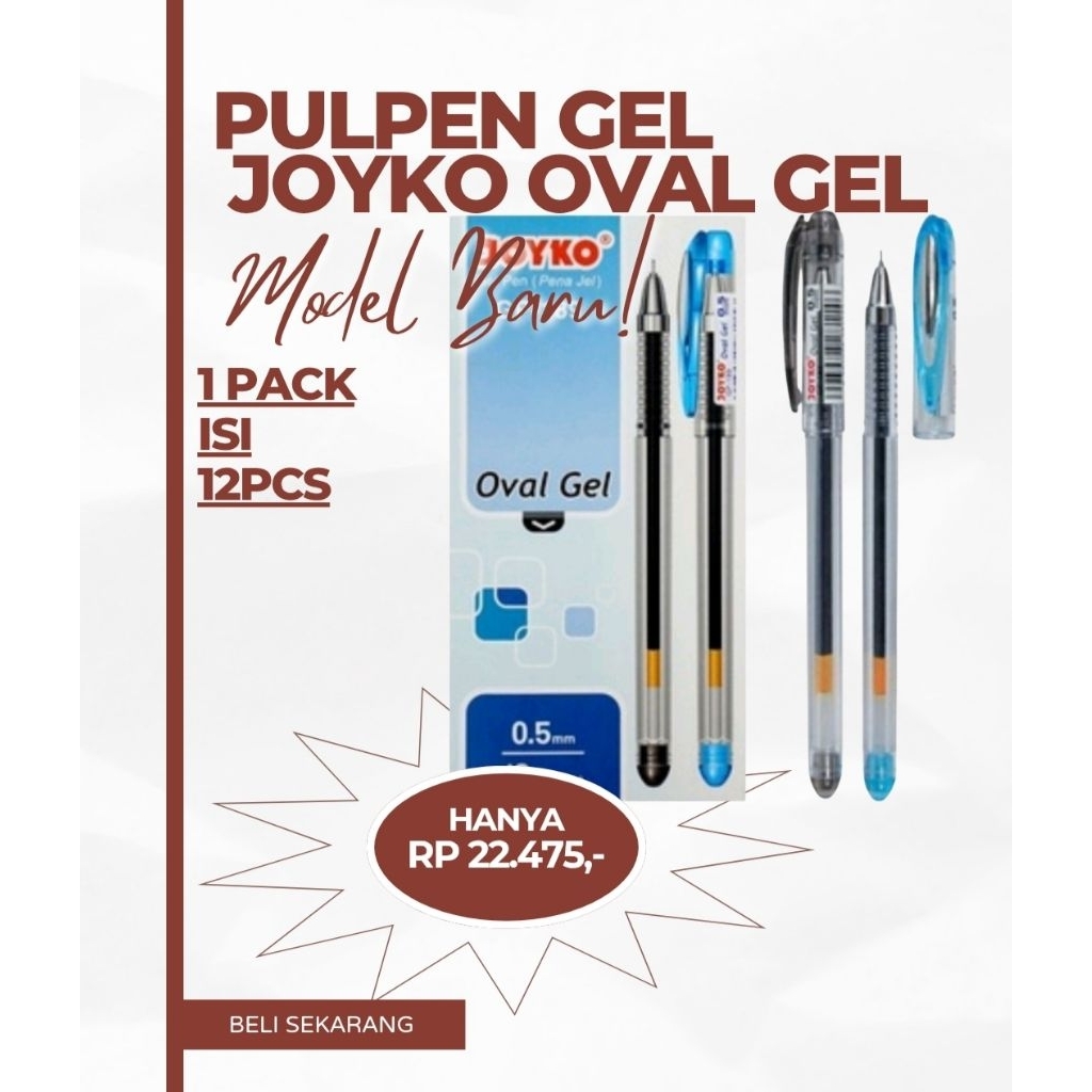

1BOX ISI 12PCS - PULPEN GEL JOYKO OVAL GEL