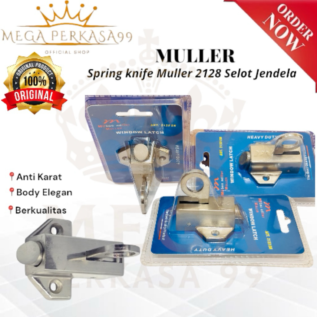 MULLER Spring knife Selot Kunci Jendela Bahan Stainless Spring knip Muller 2128