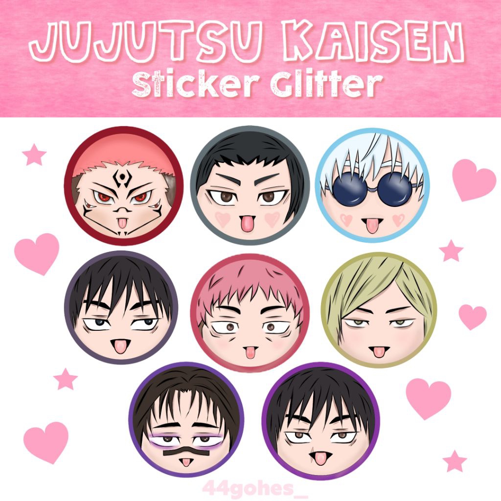 mini jujutsu kaisen sticker glitter, waterproof - sticker by44gohes_