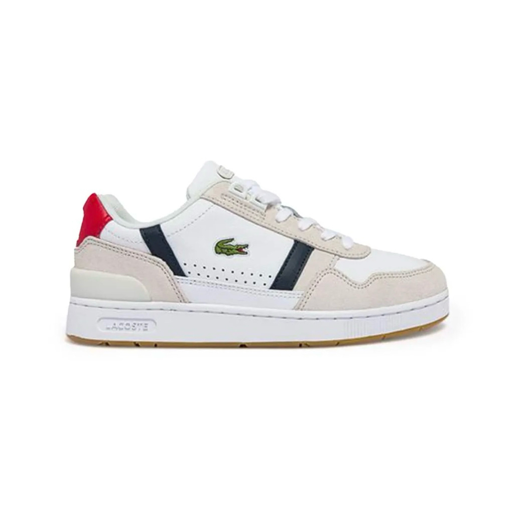 Sepatu Lacoste Wanita T-CLIP TRICOLOUR LEATHER AND SUEDE TRAINERS WOMEN'S SNEAKERS SHOES - WOMEN Wan