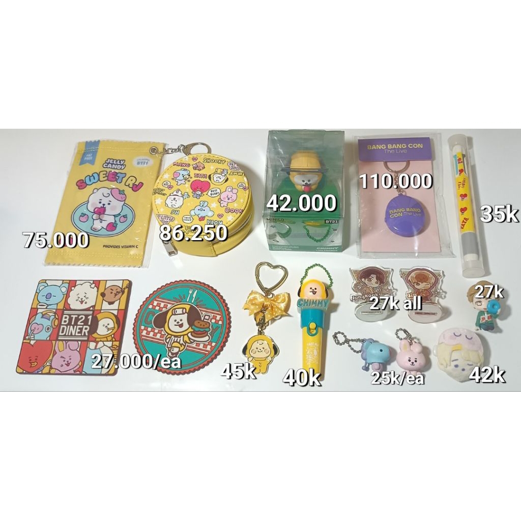 MERCH OFFICIAL BT21 TINYTAN | Chimmy Phone Holder Miniso | Pouch RJ | Mini Keyring Lightstick Chimmy