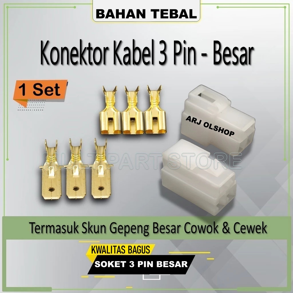SOCKET KABEL 3 PIN BESAR SOKET KABEL 3 PIN BESAR/ SOKET MOTOR MOBIL 3 PIN BESAR MALE FEMALE/ SOCKET 