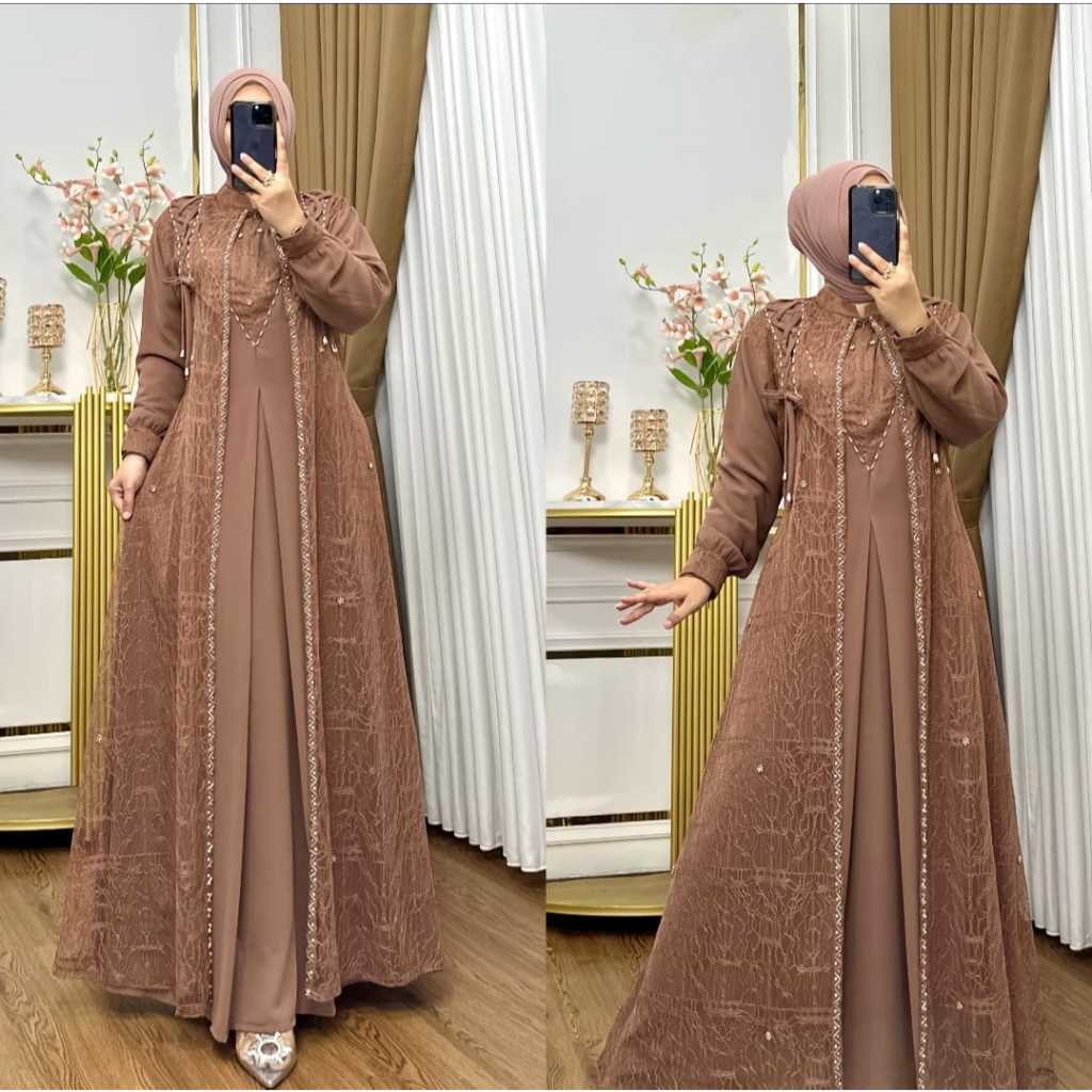 GAMIS PESTA ELEGAN GAMIS SIMPLE MEWAH CANTIK TERLARIS CAHNTILY MIX CERUTY