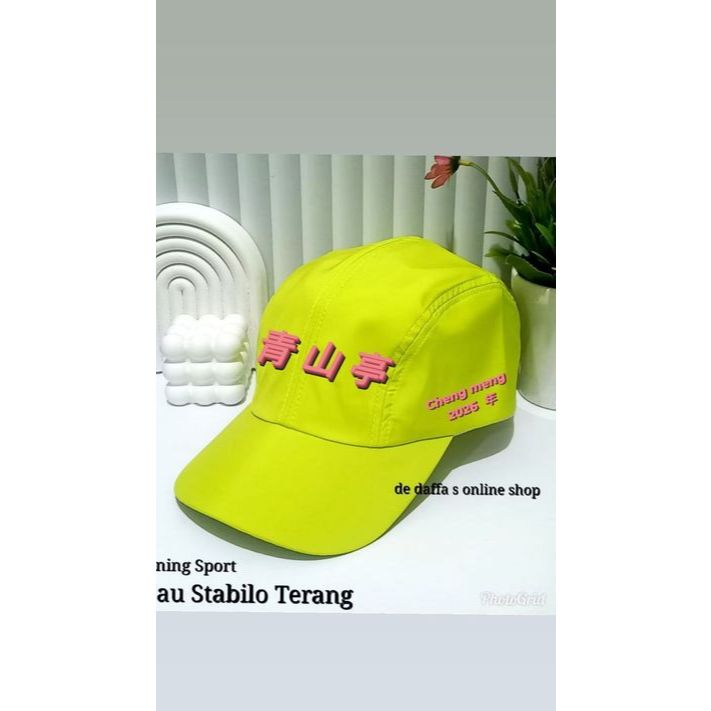 TOPI BASEBALL HIJAU MUDA STABILO SABLON 3 SISI