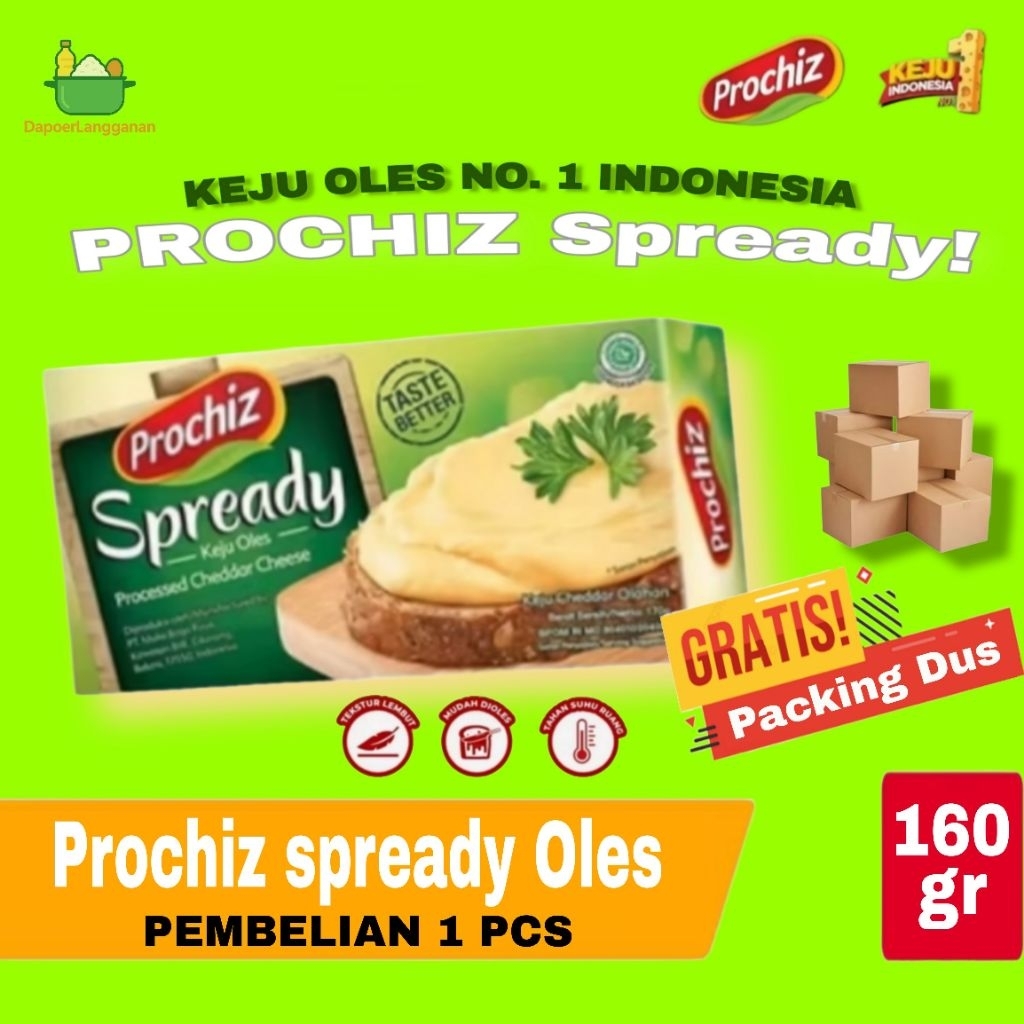 

Prochiz Spready 160gr Keju oles enak creamy praktis cocok untuk usaha dan camilan
