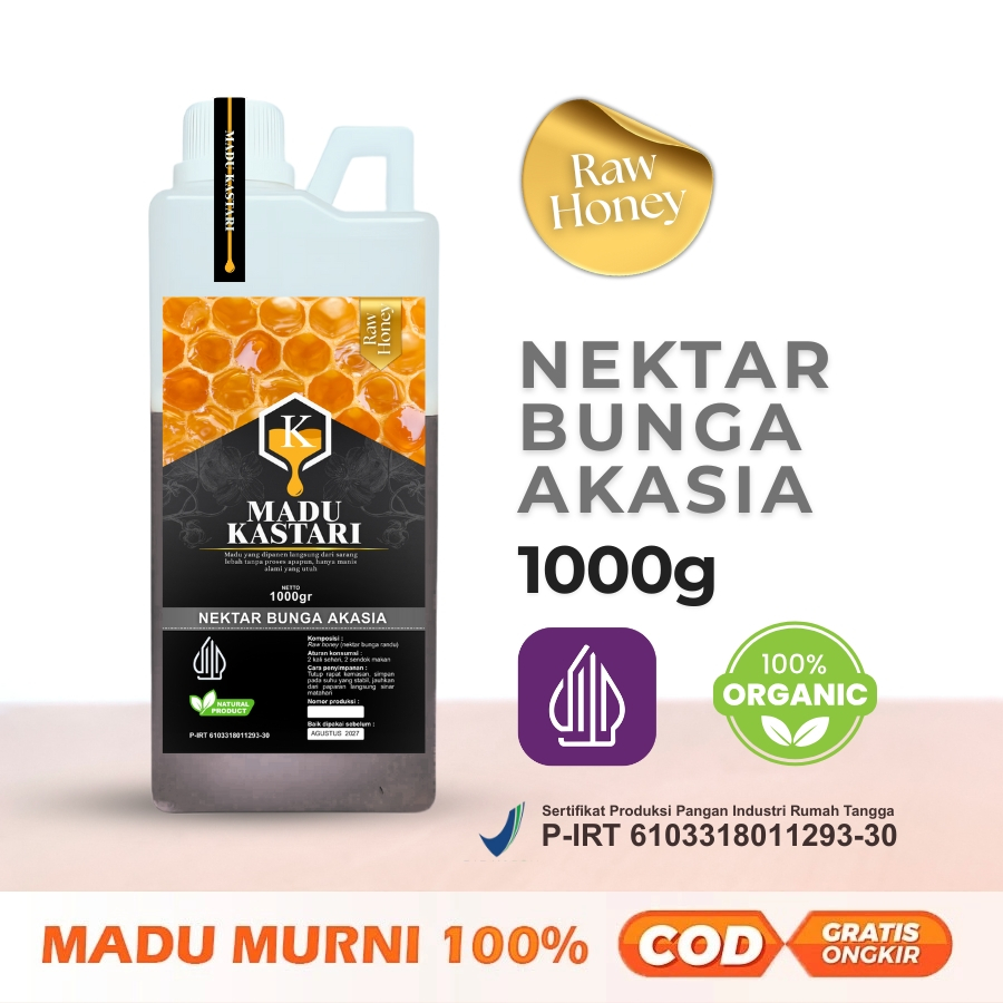 

Madu Kastari Murni Asli Akasia 1000gram Grade A 100% Alami Pure Raw Honey (BISA COD)