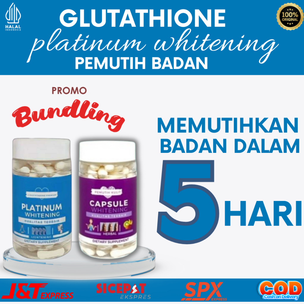 Paket Combo Glutathione Platinum Whitening 30 Kapsul