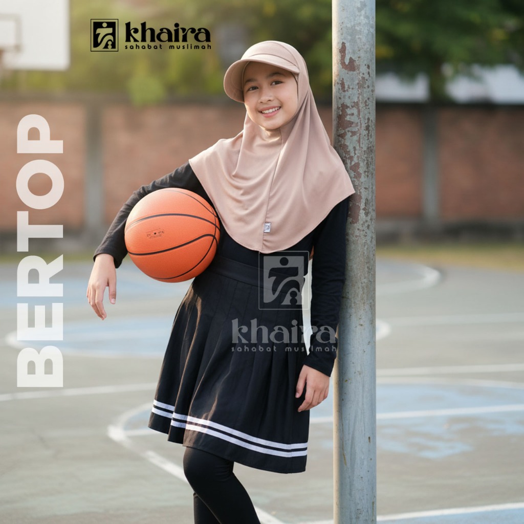 Khaira | Bergo Topi - Jilbab Instan Sport Dewasa & Anak Jersey Premium Hijab Sporty Wanita Muslimah