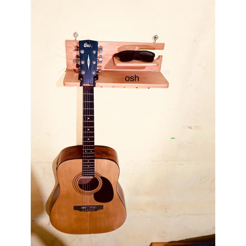 Gantungan Gitar,Rak Dinding Stand Gitar,Stand Guitar ,Minimalis dan Multifungsi Bahan Kayu Mahoni