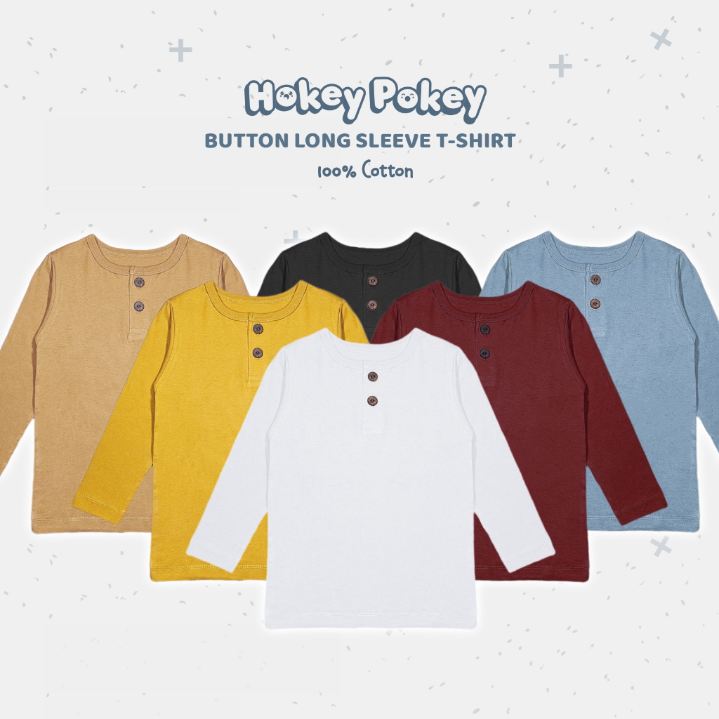 Baju Kaos Kancing Basic T Shirt Polos Tangan Panjang Anak Katun Combed