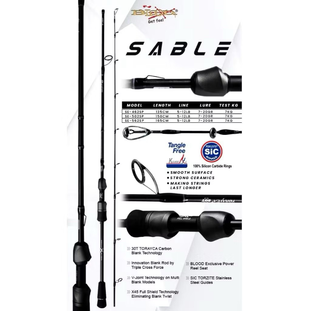 Joran Blood Sable 165 Cm Torayca 30T X Cross 7kg Pancing Kolam