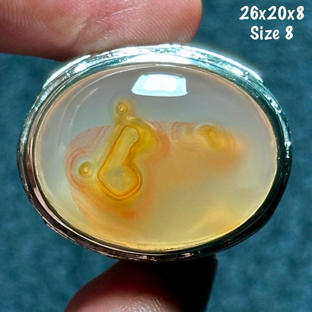 Cincin Batu Akik Natural Baturaja Puser Motif Mr. P /Pistol Mainan Jumbo Kristal (asli alam)