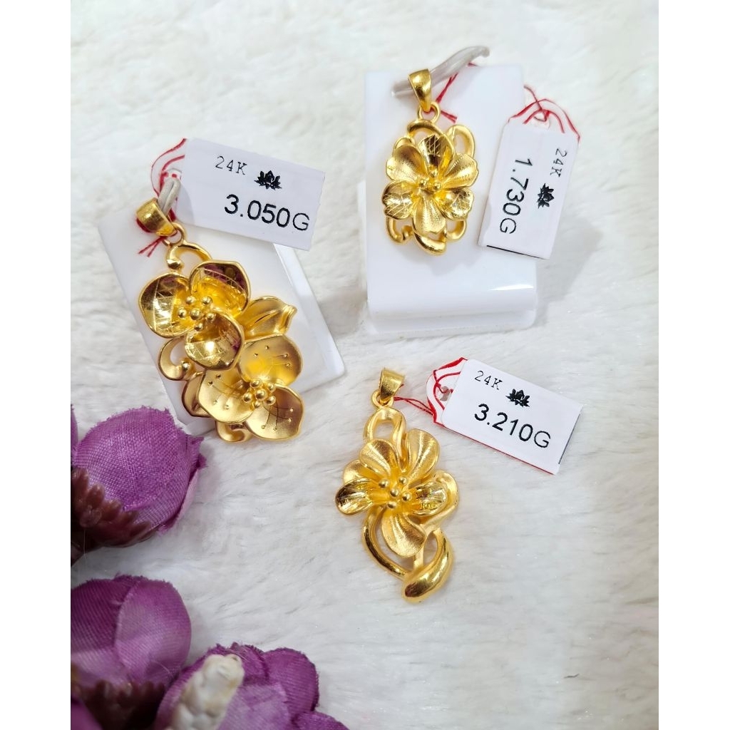 Liontin Emas Asli Bunga 24k Hongkong 999.9