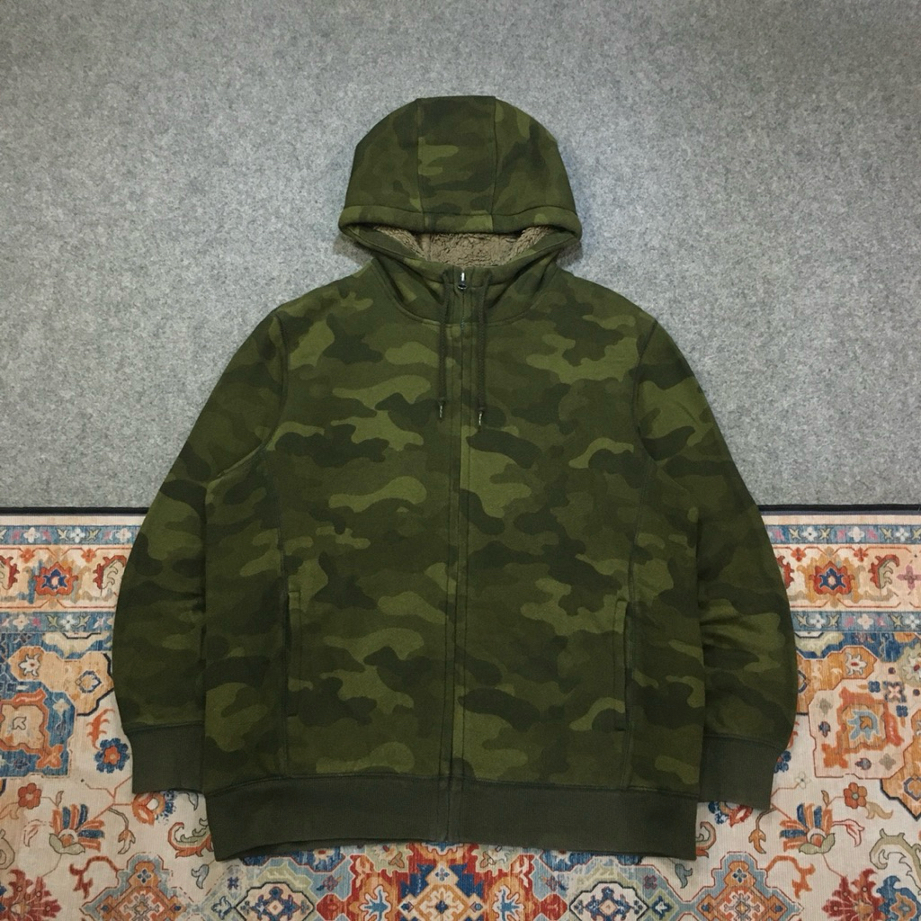 Hoodie Zipper Uniqlo Sherpa Camo