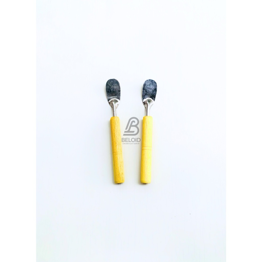 Sutil Kue Mini Gagang Kayu / Spatula Mini / Sutil Bikang / Sodet Kecil / Sutil Kue Kering