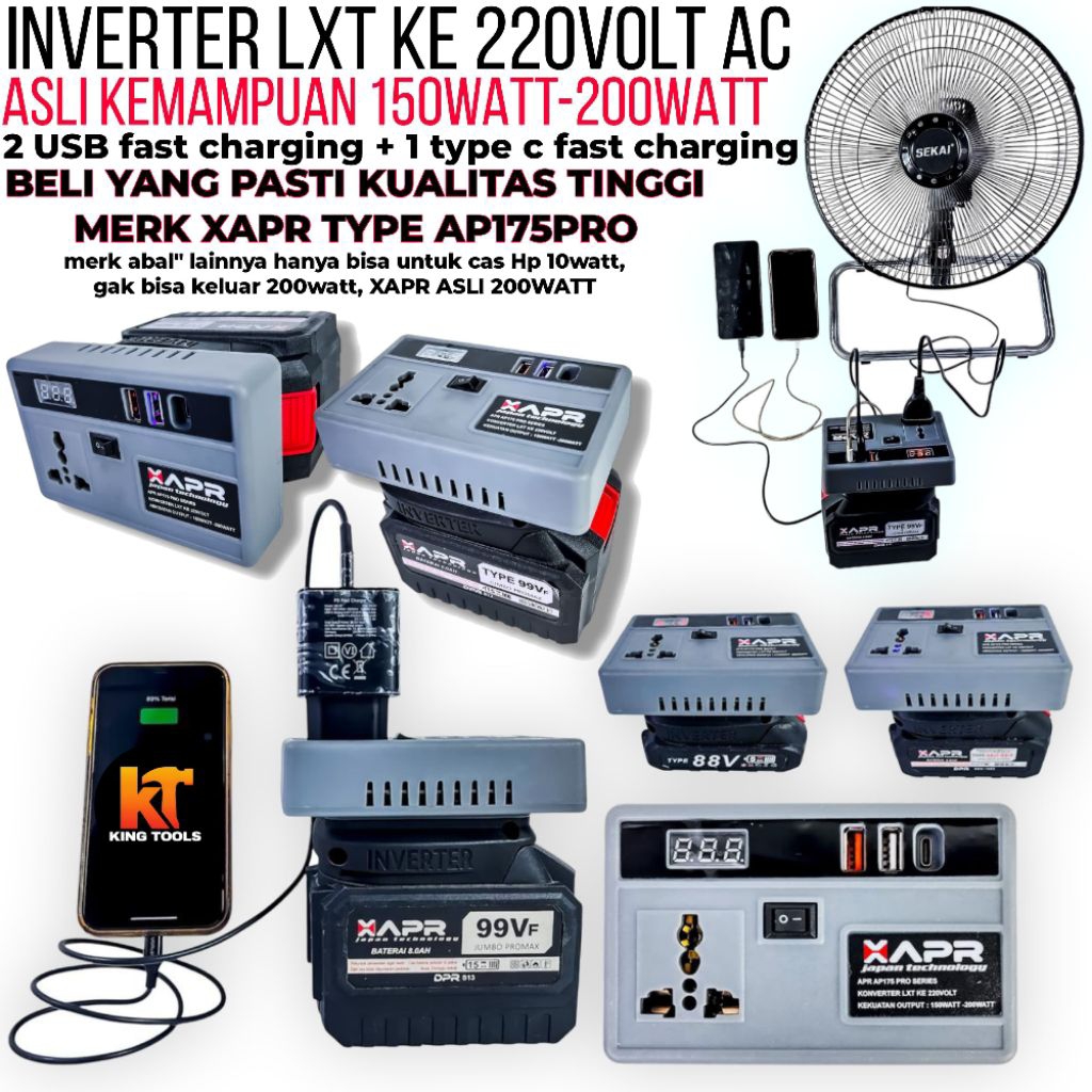 PROMO COD Inverter genset baterai LXT ke listrik 220volt PLN AC XAPR apr ap175pro pengubah baterai j