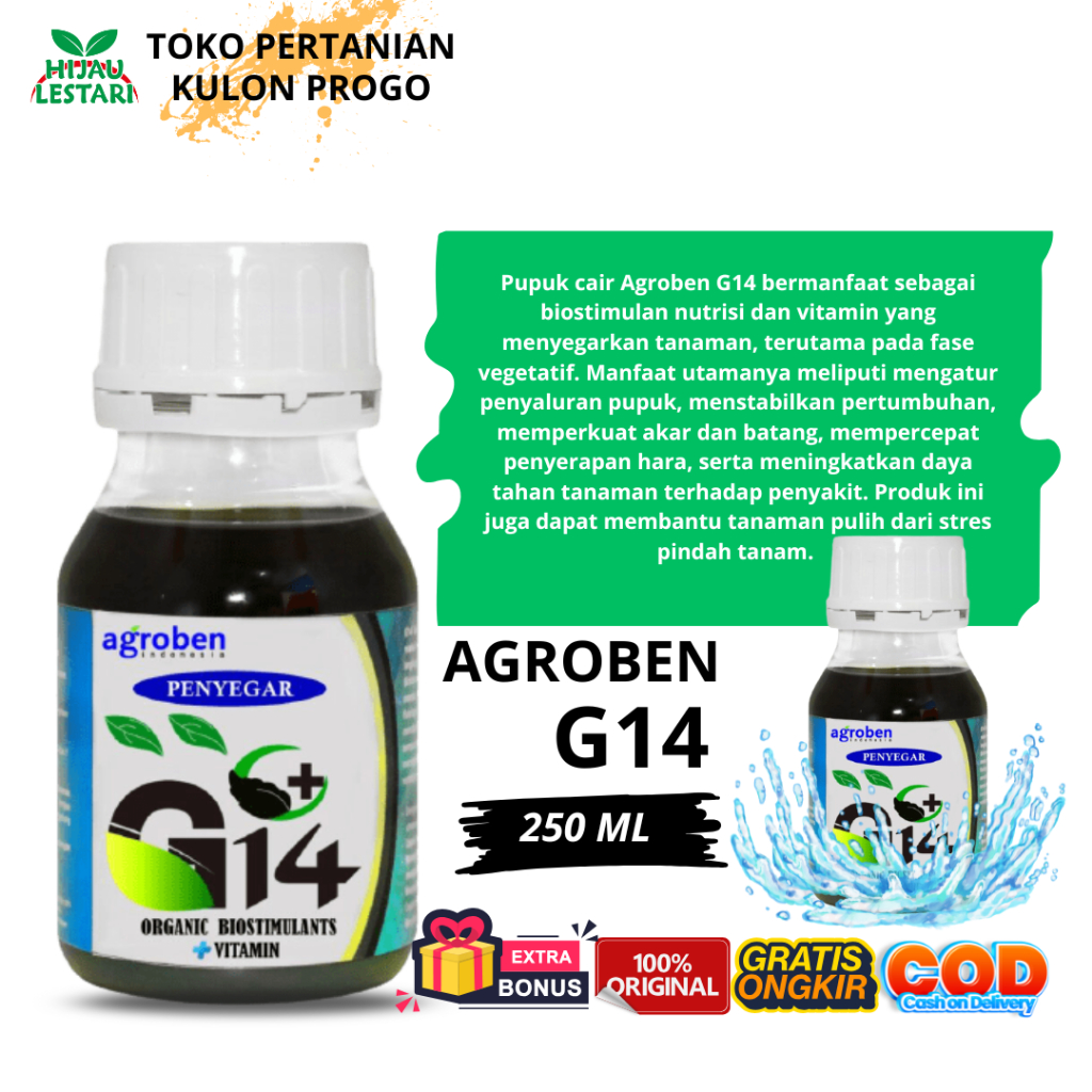 G14 Penyegar Tanaman ZPT Vitamin + Nutrisi Isi 250 ml/Pupuk Daun Cair/Agroben/Vitamin Tanaman/Penyeg