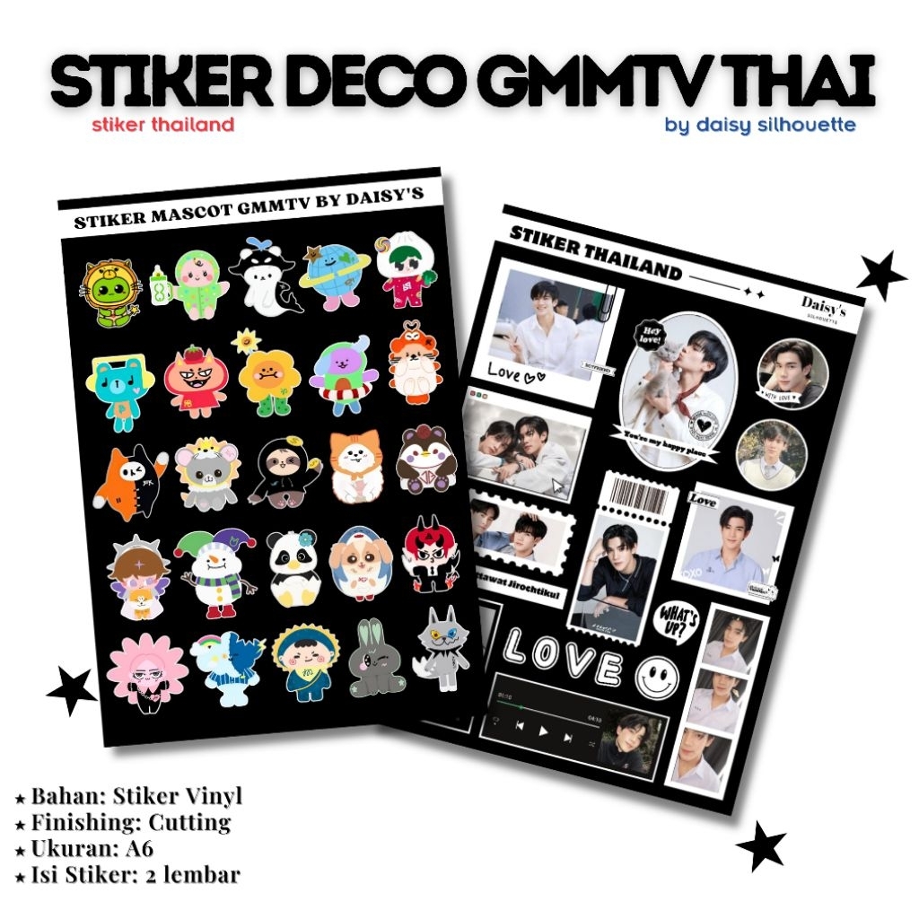 STIKER DECO PACK COUPLE THAILAND || MASCOT GMMTV // COUPLE THAILAND || STIKER DECO VINYL PLUS CUTTIN