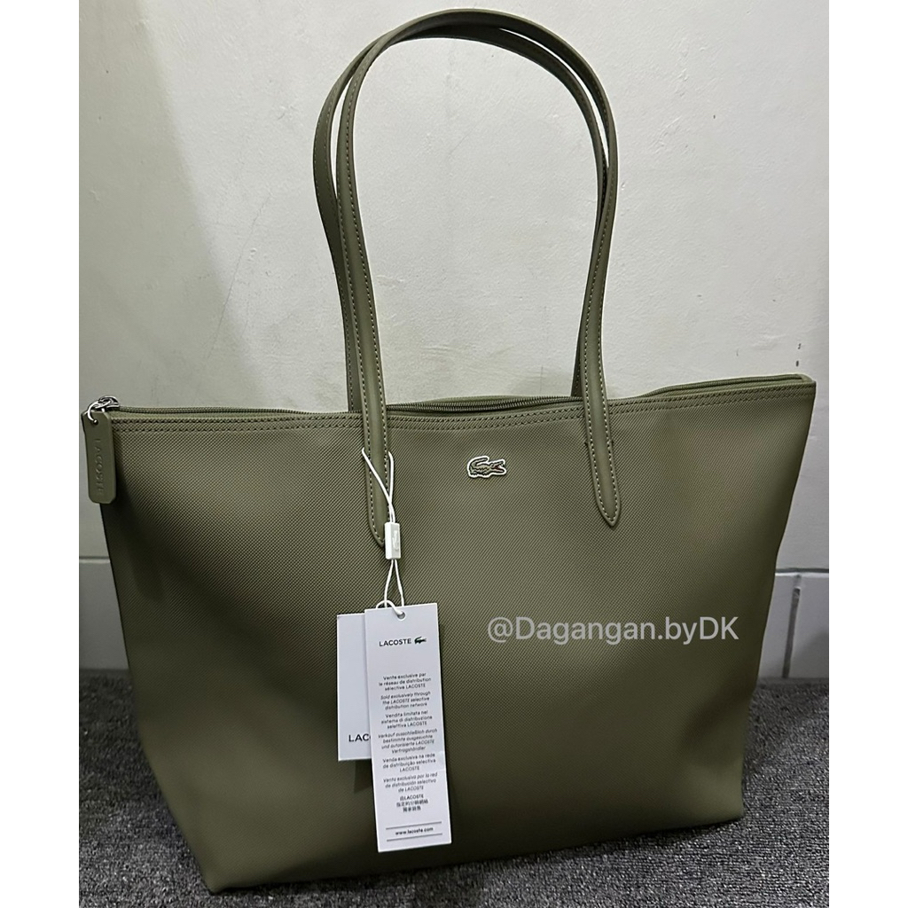 Tas Lacoste Tote Bag Original Resmi 100% Green Olive Large Size (Limited)