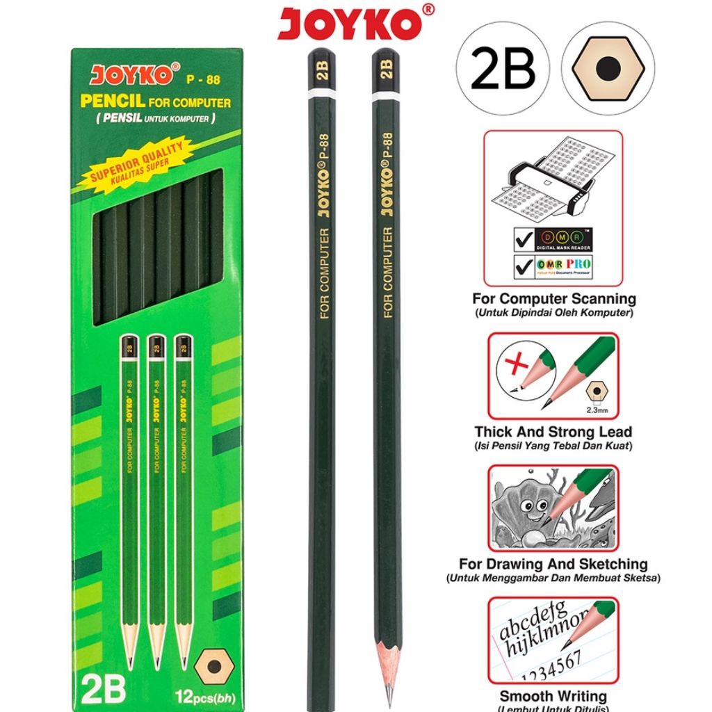 

Pensil Joyko 2B - Pensil Kayu untuk Menulis & Menggambar