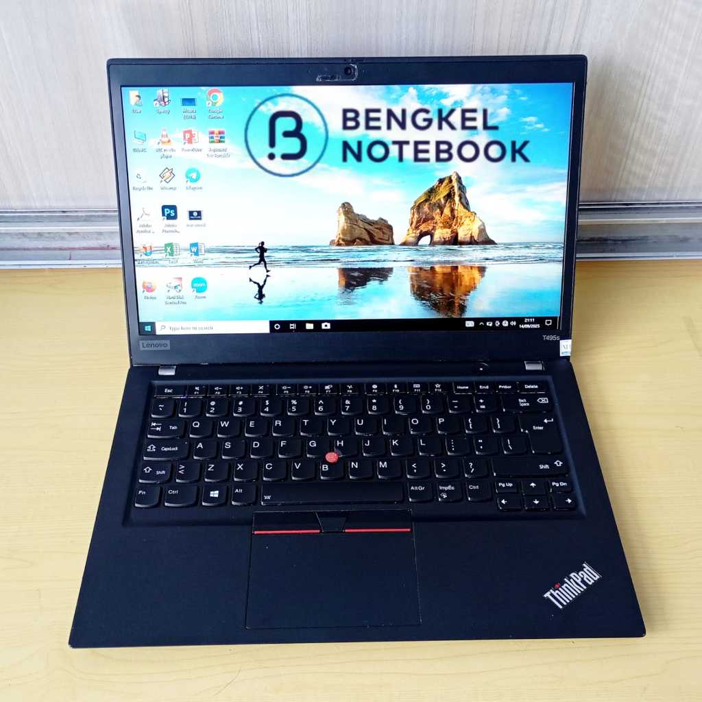 Laptop Lenovo Thinkpad T495S AMD Ryzen 5 R5-3500u 2.1GHz Ram 8Gb SSD 256Gb Baterai Ada Non Touchscre