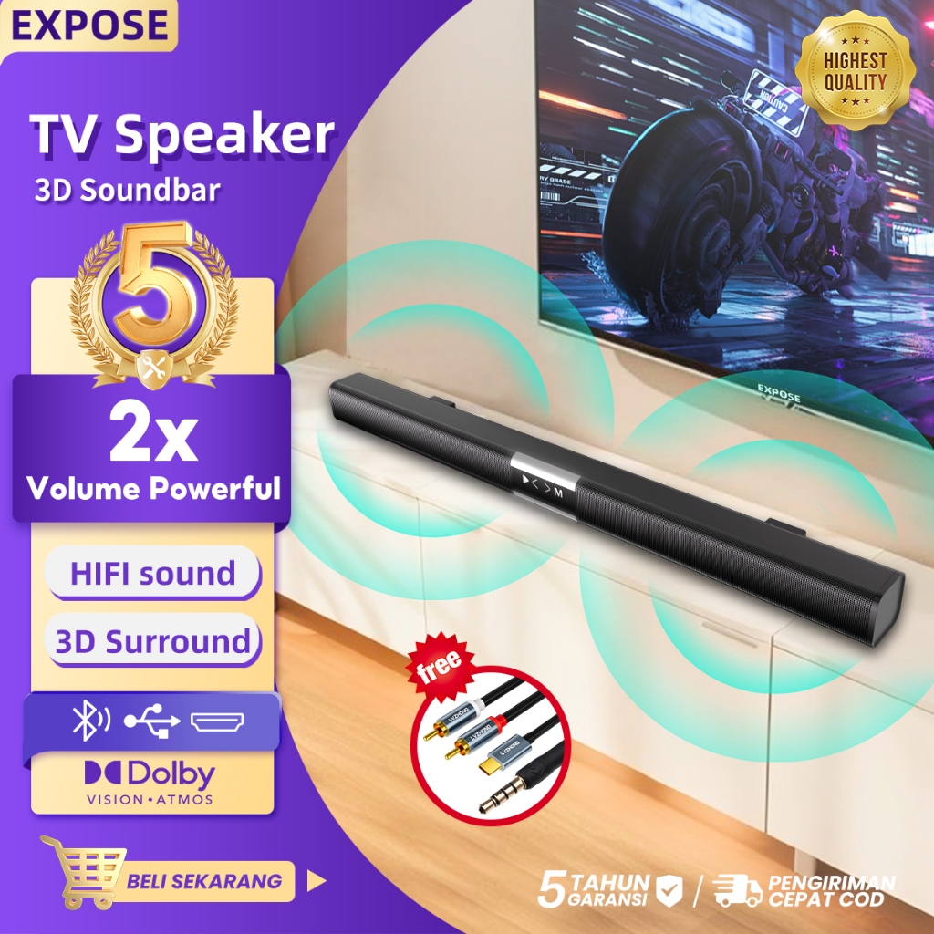 TV Speaker Soundbar Bluetooth Super Bass Soundbar Polytron Subwoofer Portable Home Theater