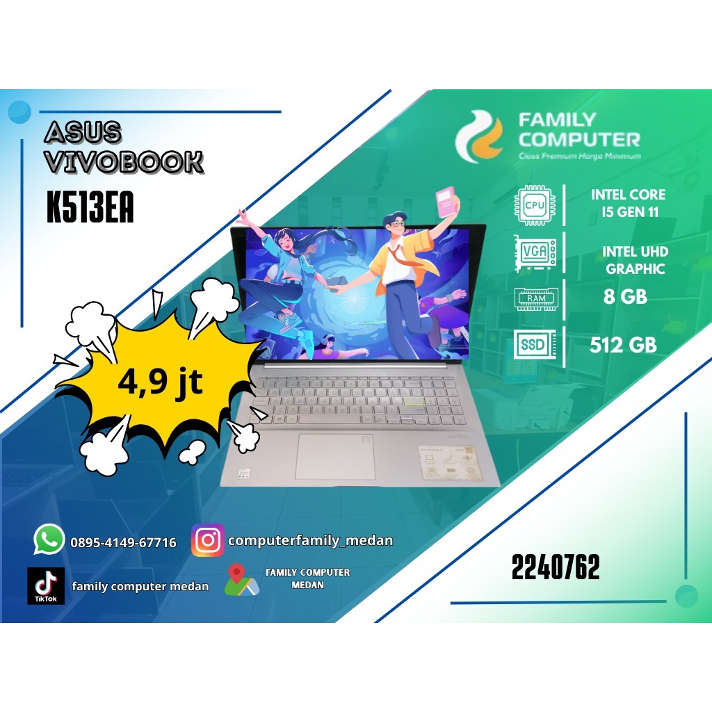 ASUS VIVOBOOK K513EA | INTEL CORE I5 GEN 11 | INTEL UHD GRAPHIC