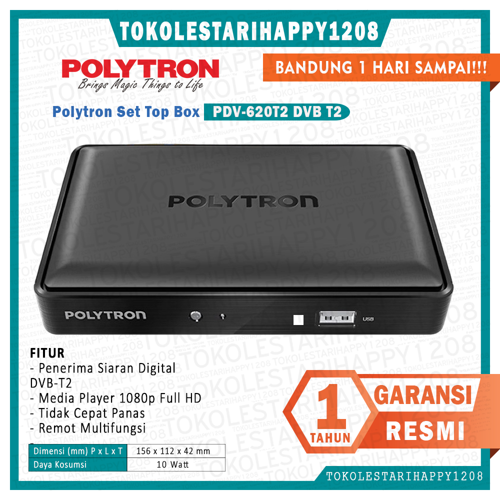POLYTRON Set Top Box Digital DVB-T2 PDV 620 T2 | STB PDV620T2 | 620T2 GARANSI RESMI