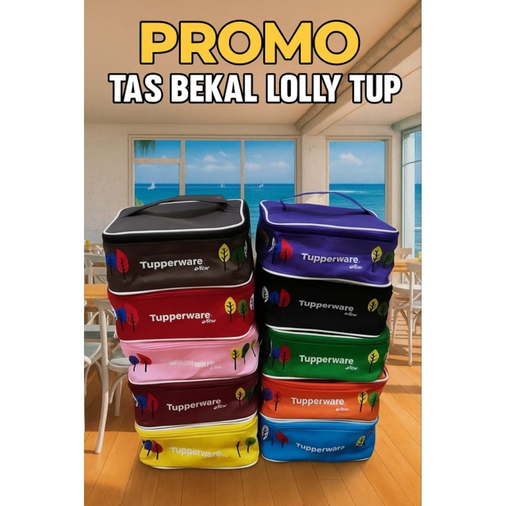 Tas bekal Lolly Tup untuk wadah Tupperware lolly tup luna moorlife dan Tupperware large Square Away